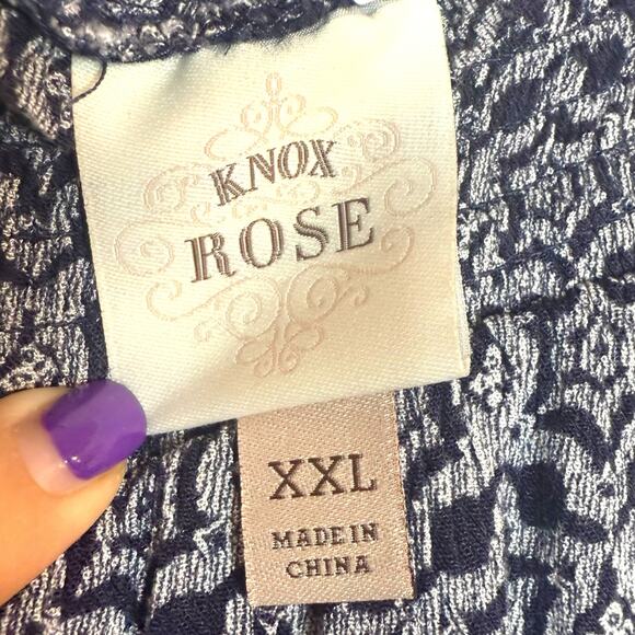 Knox Rose Navy Blue and White Flowy Shorts with pockets & lining Size XXL - Picture 4 of 4